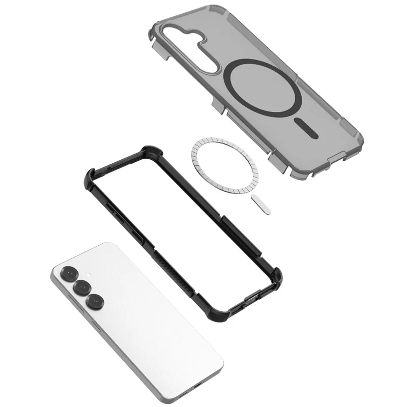 For Samsung Galaxy S25+ Magnetic Case Matte Skin Touch TPU PC Anti Drop Phone Cover - Purple