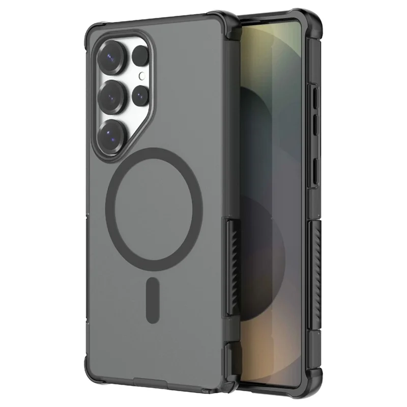 For Samsung Galaxy S25 Ultra Magnetic Case Matte Skin Touch TPU PC Anti Drop Phone Cover - Black