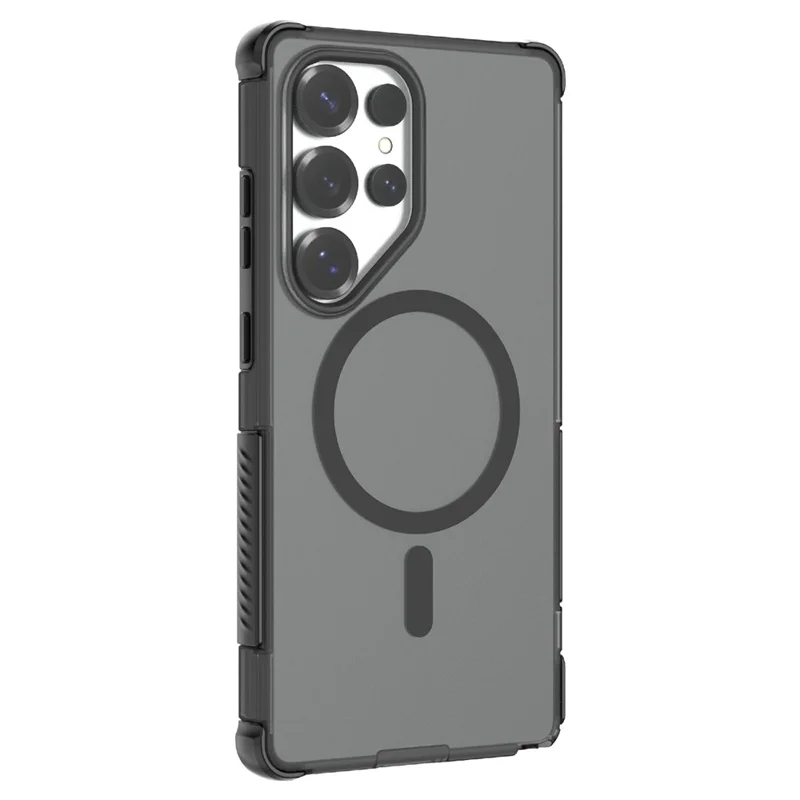 For Samsung Galaxy S25 Ultra Magnetic Case Matte Skin Touch TPU PC Anti Drop Phone Cover - Black