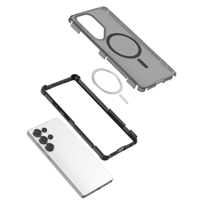 For Samsung Galaxy S25 Ultra Magnetic Case Matte Skin Touch TPU PC Anti Drop Phone Cover - Black