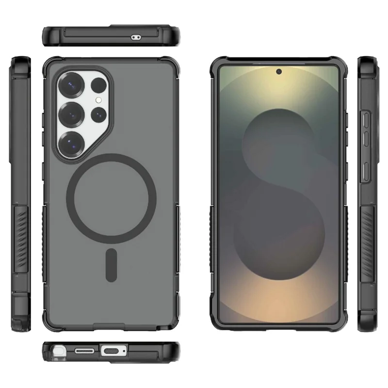 For Samsung Galaxy S25 Ultra Magnetic Case Matte Skin Touch TPU PC Anti Drop Phone Cover - Black