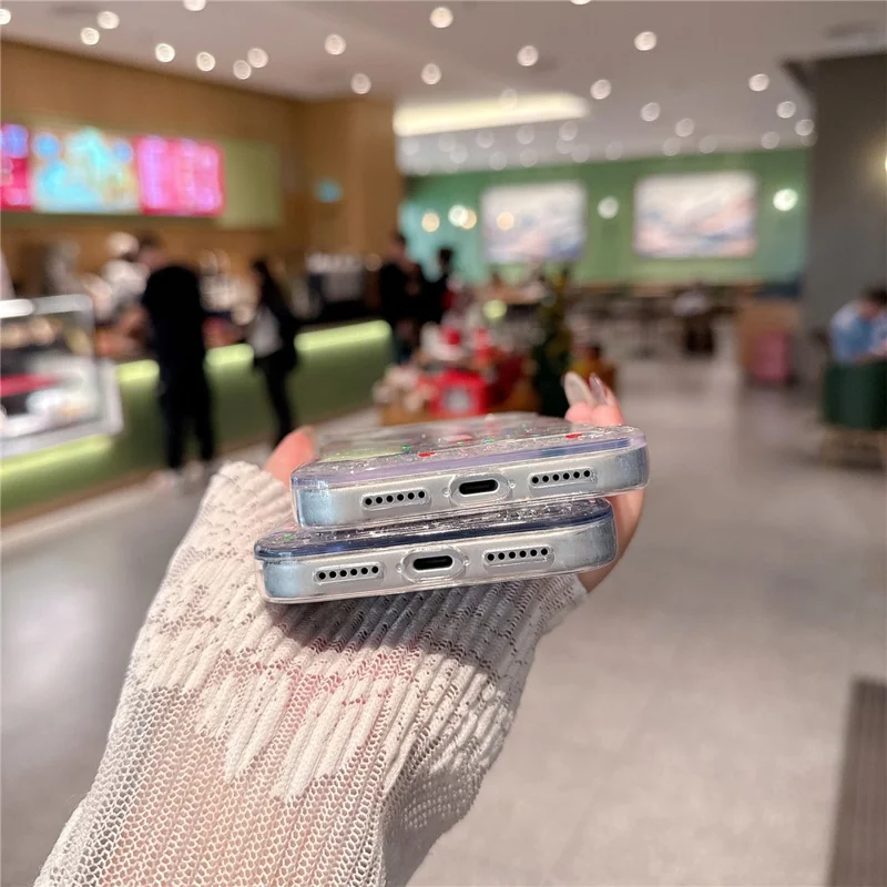 Coque magnétique pour iPhone 17 Pro Max, coque transparente en TPU résistante aux chocs avec époxy pailleté, compatible MagSafe - Papillon