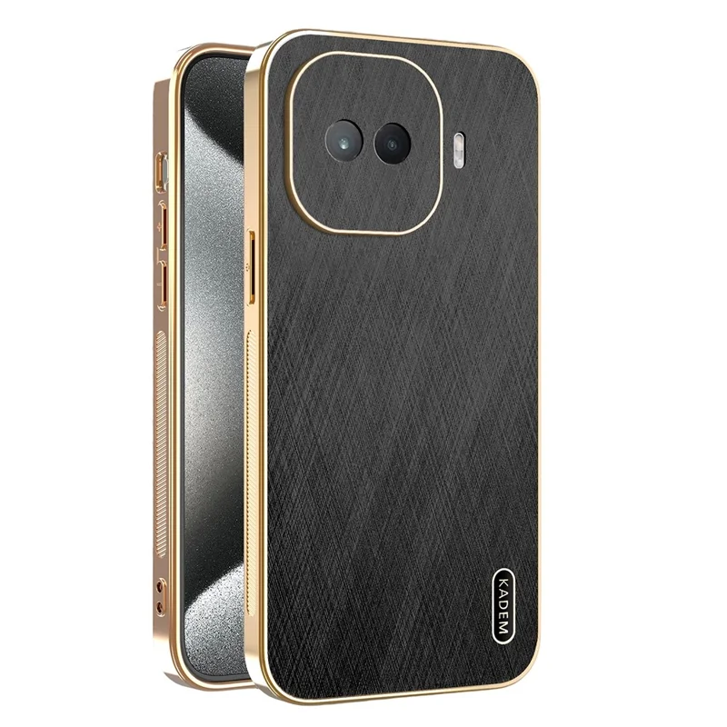 KADEM For vivo iQOO Z11 Turbo 5G Case Electroplating Silk Texture PU + TPU Phone Back Cover - Black