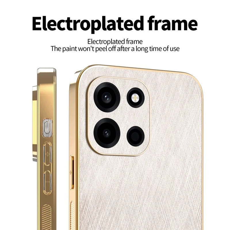 KADEM For OnePlus Turbo 6 5G Case Electroplating Silk Texture PU + TPU Phone Back Cover - Gold