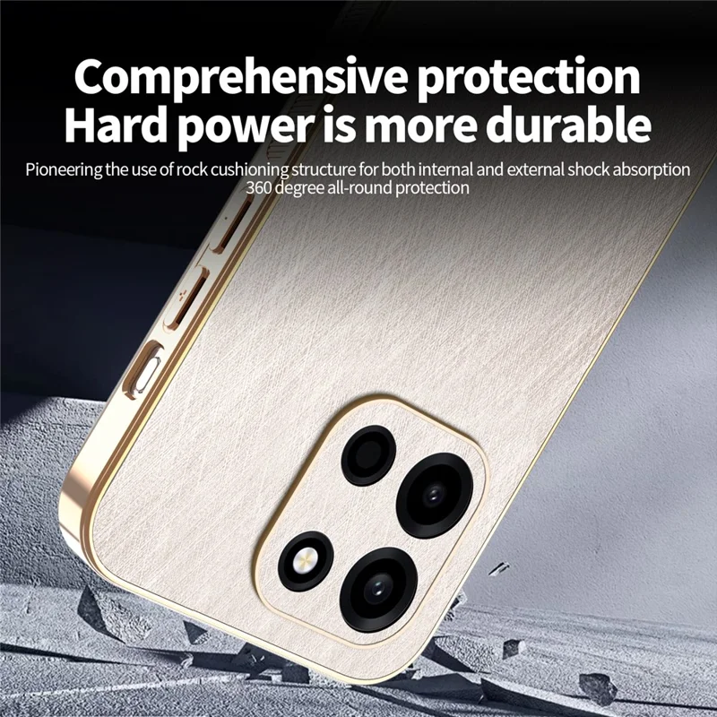 KADEM For OnePlus Turbo 6 5G Case Electroplating Silk Texture PU + TPU Phone Back Cover - Gold