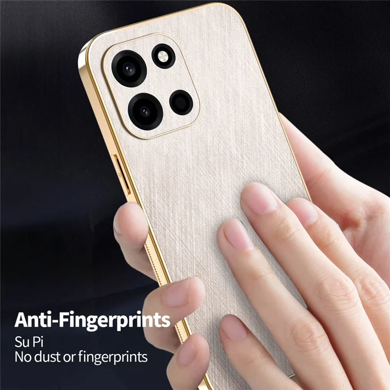 KADEM For OnePlus Turbo 6 5G Case Electroplating Silk Texture PU + TPU Phone Back Cover - Gold