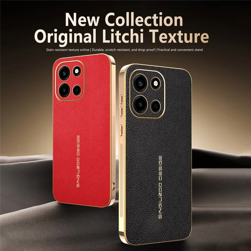 For OnePlus Turbo 6 5G Case Anti Scratch Litchi Texture TPU Leather PU Phone Back Cover - Black