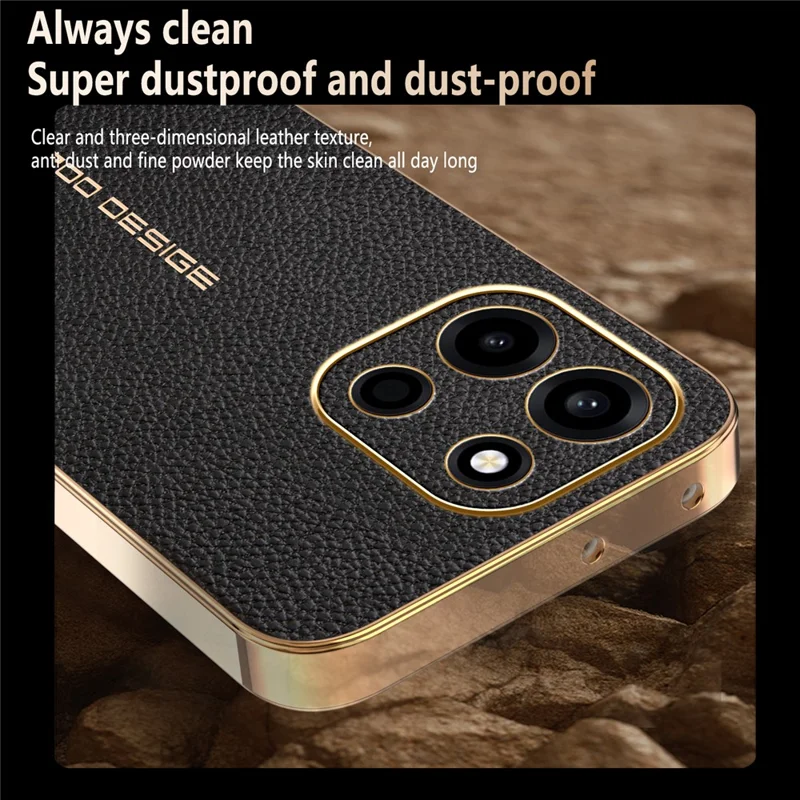 For OnePlus Turbo 6 5G Case Anti Scratch Litchi Texture TPU Leather PU Phone Back Cover - Black