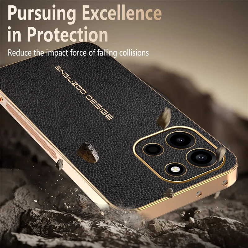 For OnePlus Turbo 6 5G Case Anti Scratch Litchi Texture TPU Leather PU Phone Back Cover - Black