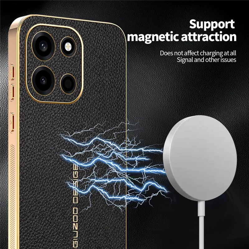 For OnePlus Turbo 6 5G Case Anti Scratch Litchi Texture TPU Leather PU Phone Back Cover - Black