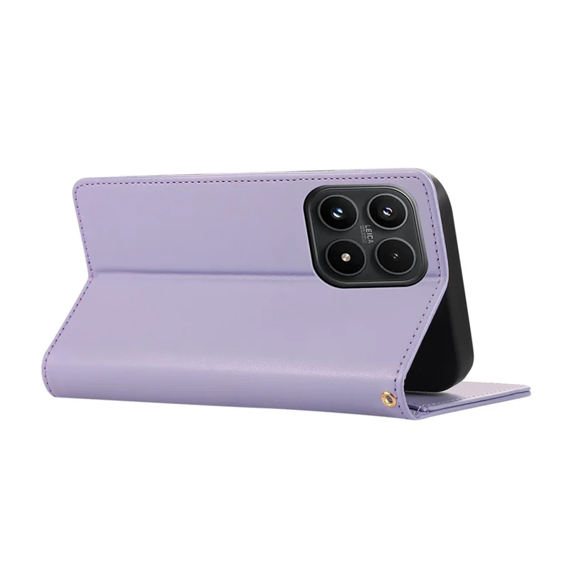 For Xiaomi 17 Case RFID Blocking Wallet Stand Rhombus Leather Phone Cover with Wrist Strap - Purple