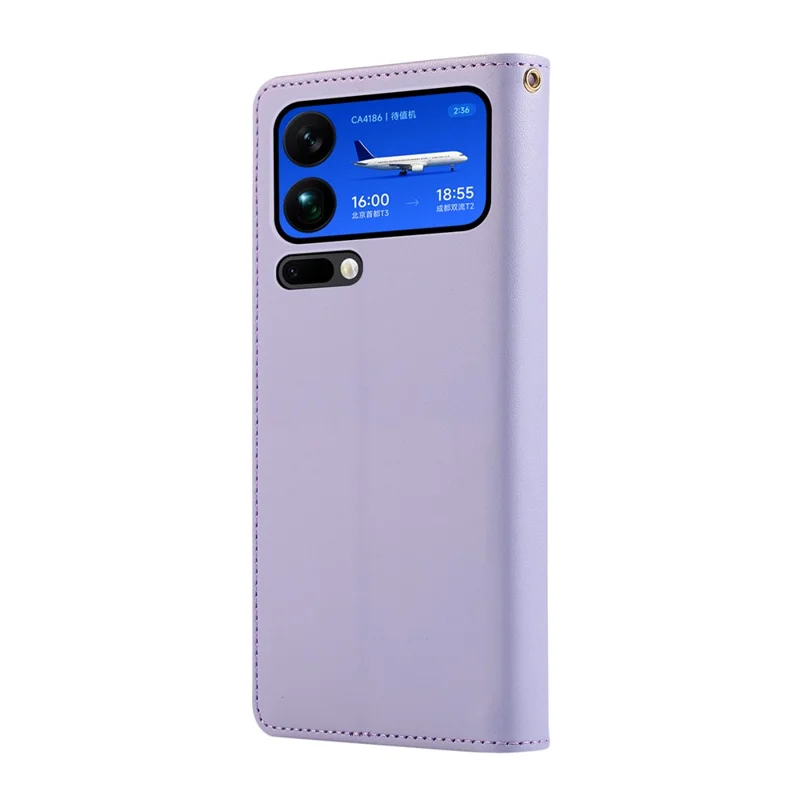 For Xiaomi 17 Pro Max Case RFID Blocking Wallet Stand Rhombus Leather Phone Cover with Wrist Strap - Purple