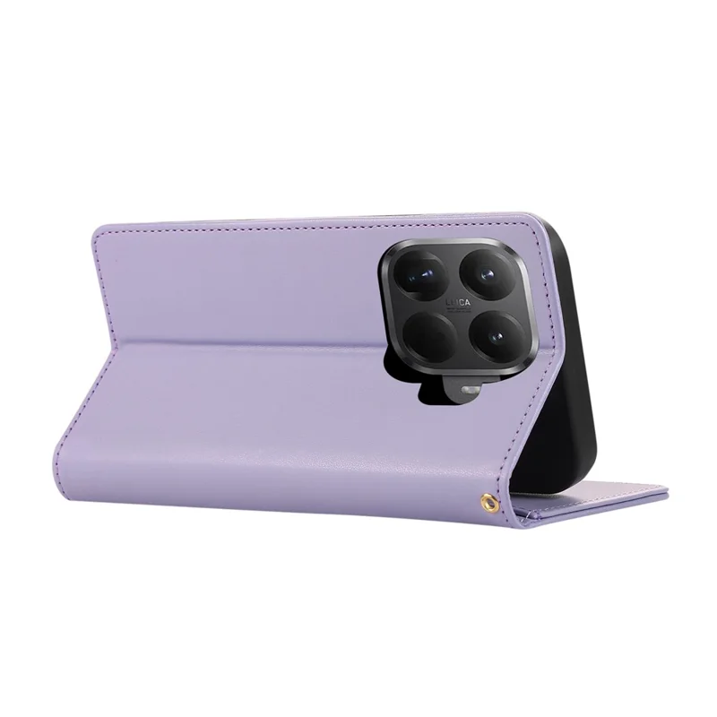 For Xiaomi 15T Pro Case RFID Blocking Wallet Stand Rhombus Leather Phone Cover with Wrist Strap - Purple