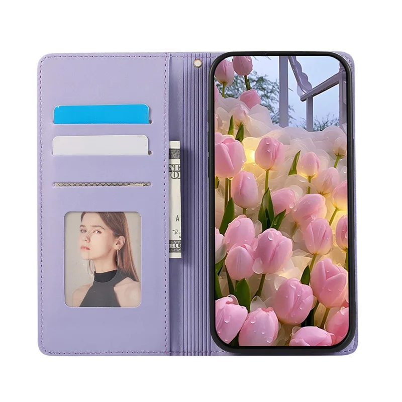 For Xiaomi 15T Case RFID Blocking Wallet Stand Rhombus Leather Phone Cover with Wrist Strap - Purple