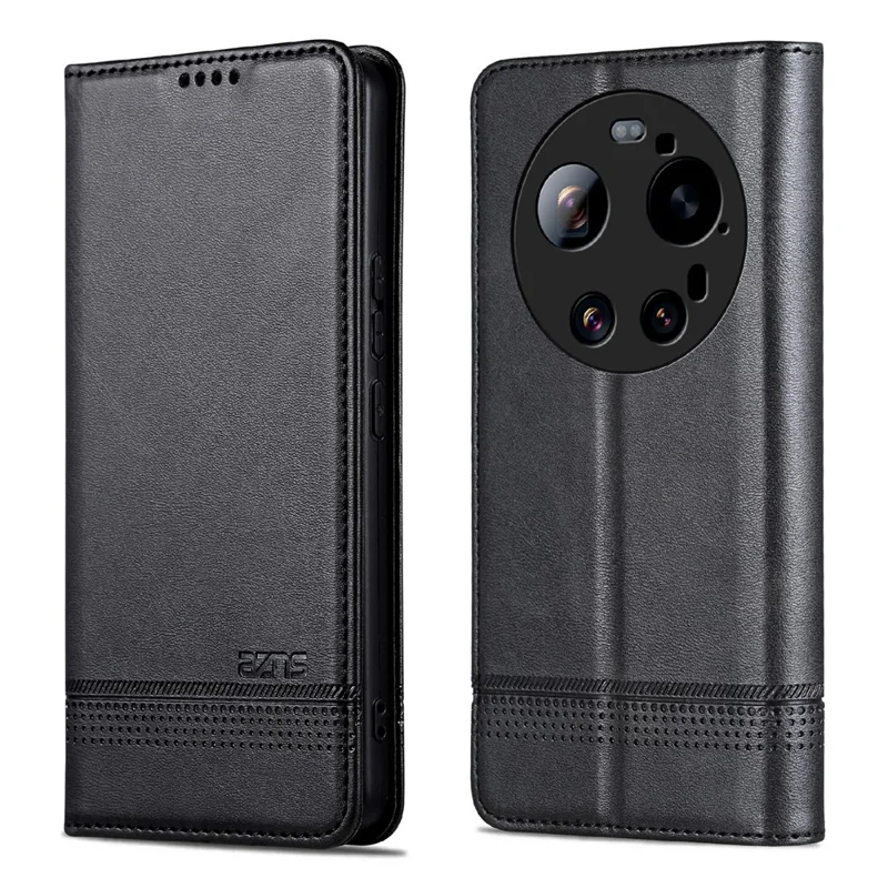 AZNS For Xiaomi 17 Ultra 5G Case Cowhide Texture PU Leather Wallet Phone Cover - Black