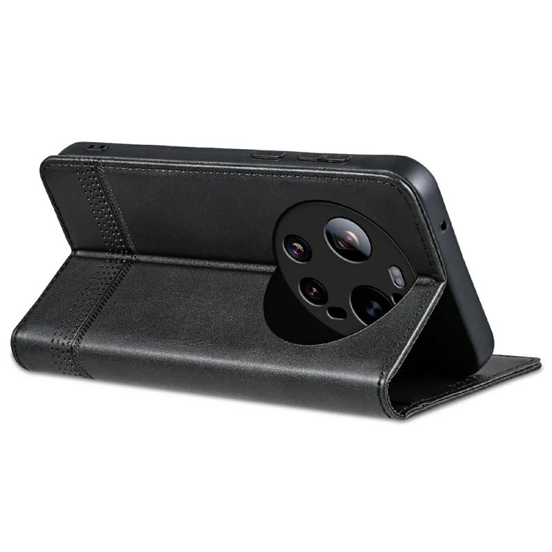 AZNS For Xiaomi 17 Ultra 5G Case Cowhide Texture PU Leather Wallet Phone Cover - Black