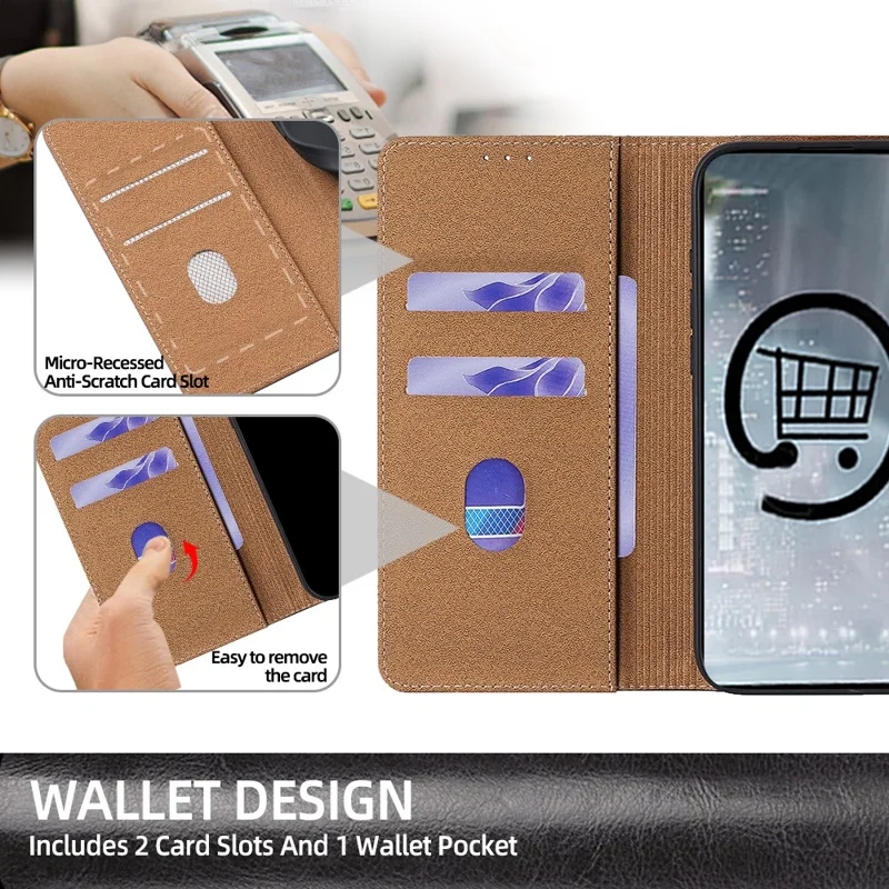 Funda para iPhone Air de cuero auténtico de vaca con soporte y billetera con bloqueo RFID - Gris