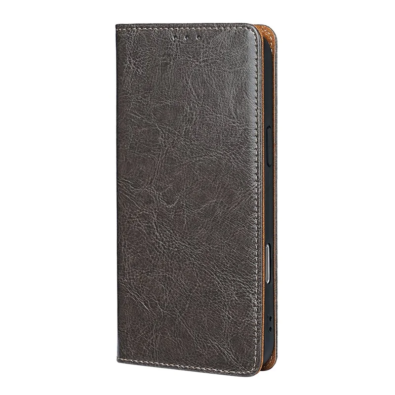 Funda para iPhone Air de cuero auténtico de vaca con soporte y billetera con bloqueo RFID - Gris