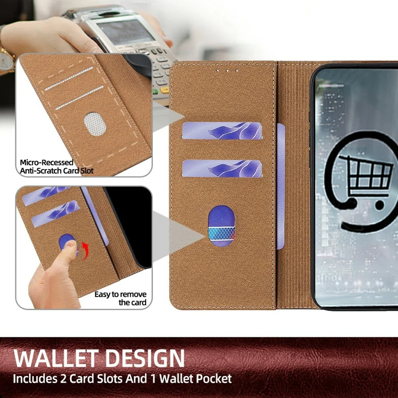 For iPhone 18 Pro / 17 Pro Case Genuine Cow Leather Stand Mobile Phone Cover with RFID Blocking Wallet - Red