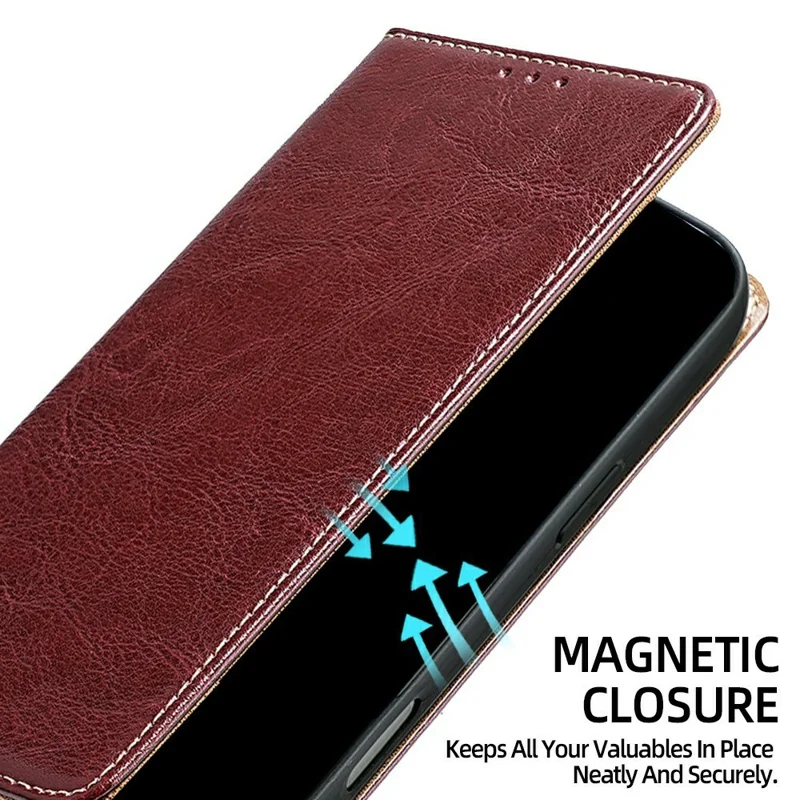 For iPhone 18 Pro / 17 Pro Case Genuine Cow Leather Stand Mobile Phone Cover with RFID Blocking Wallet - Red
