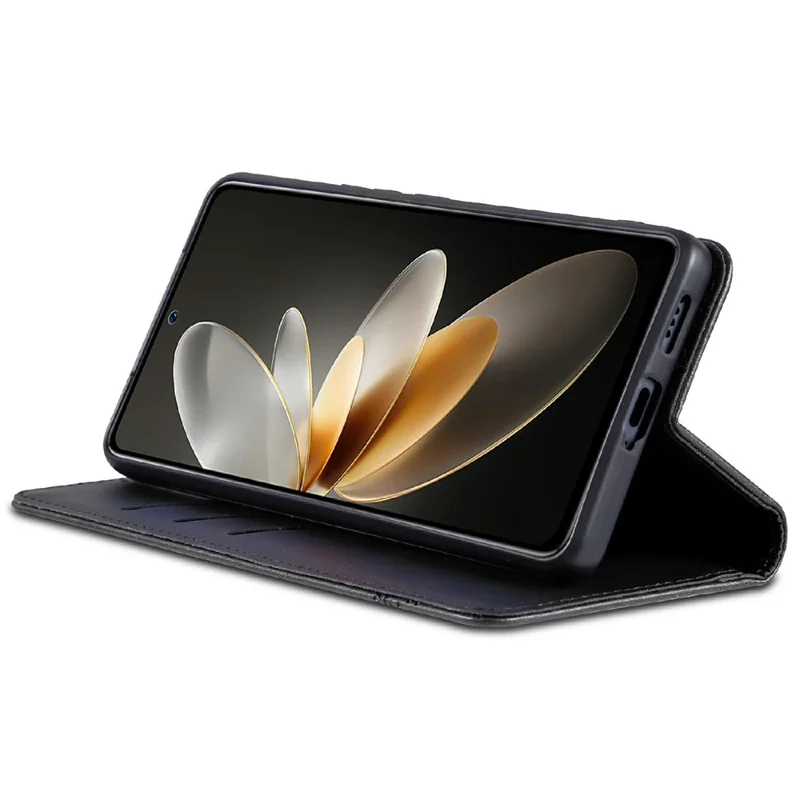 AZNS For Oppo Reno15 F 5G Case Cowhide Texture PU Leather Wallet Phone Cover - Black