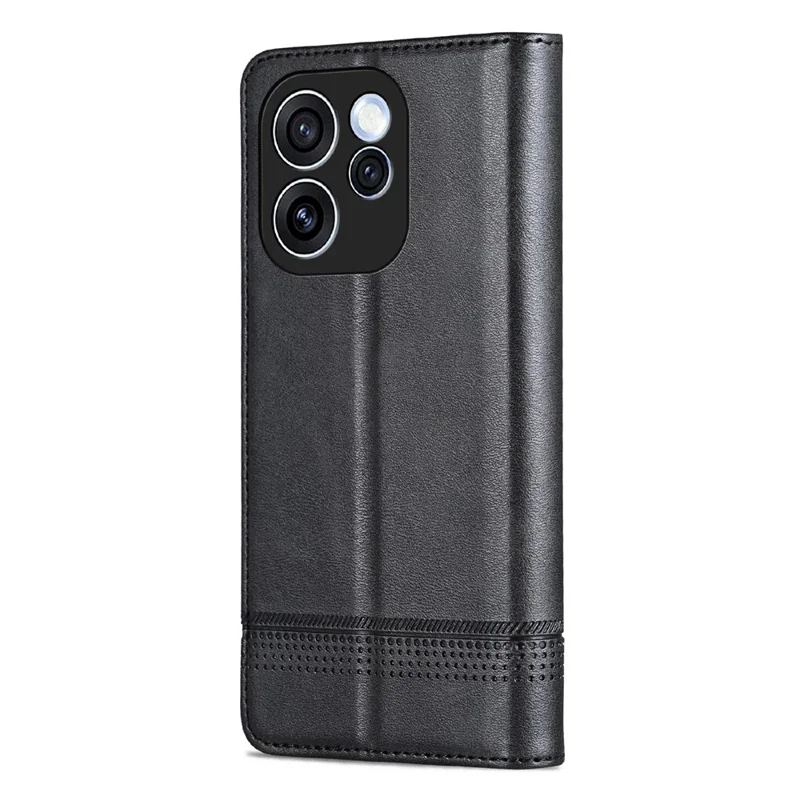 AZNS For Oppo Reno15 F 5G Case Cowhide Texture PU Leather Wallet Phone Cover - Black