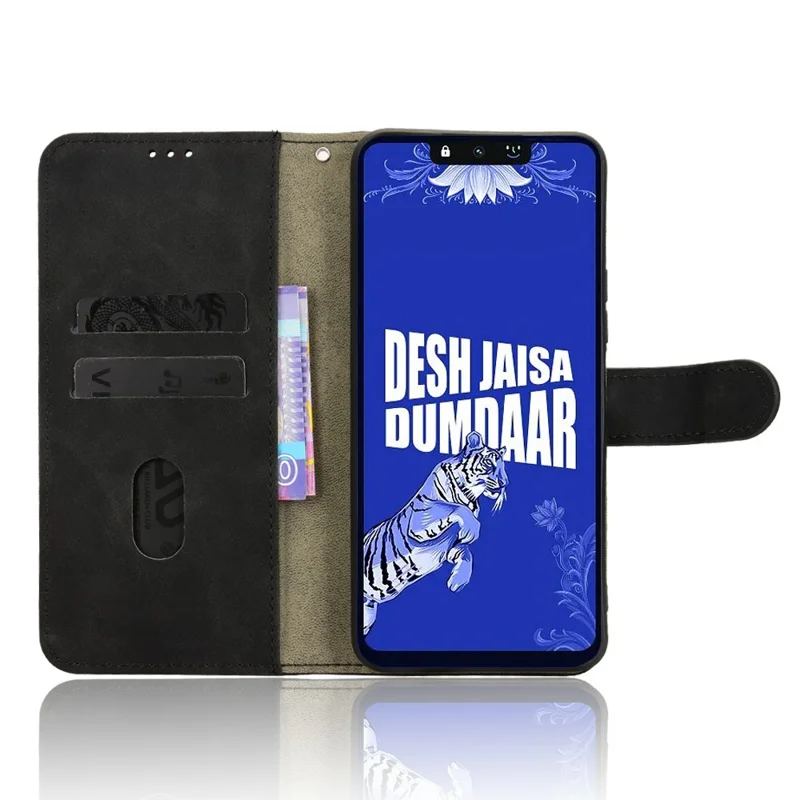 For TECNO Spark Go 3 Leather Case Skin Feel Anti Drop Wallet Stand Flip Phone Cover - Black