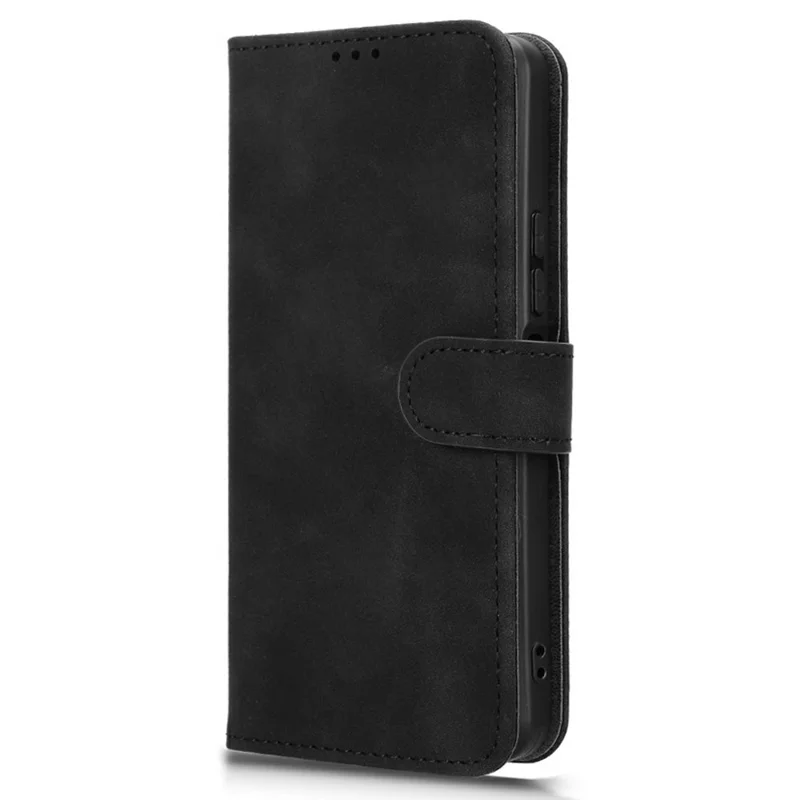 For TECNO Spark Go 3 Leather Case Skin Feel Anti Drop Wallet Stand Flip Phone Cover - Black
