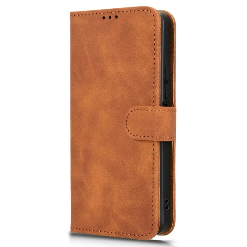 For TECNO Spark Go 3 Leather Case Skin Feel Anti Drop Wallet Stand Flip Phone Cover - Brown