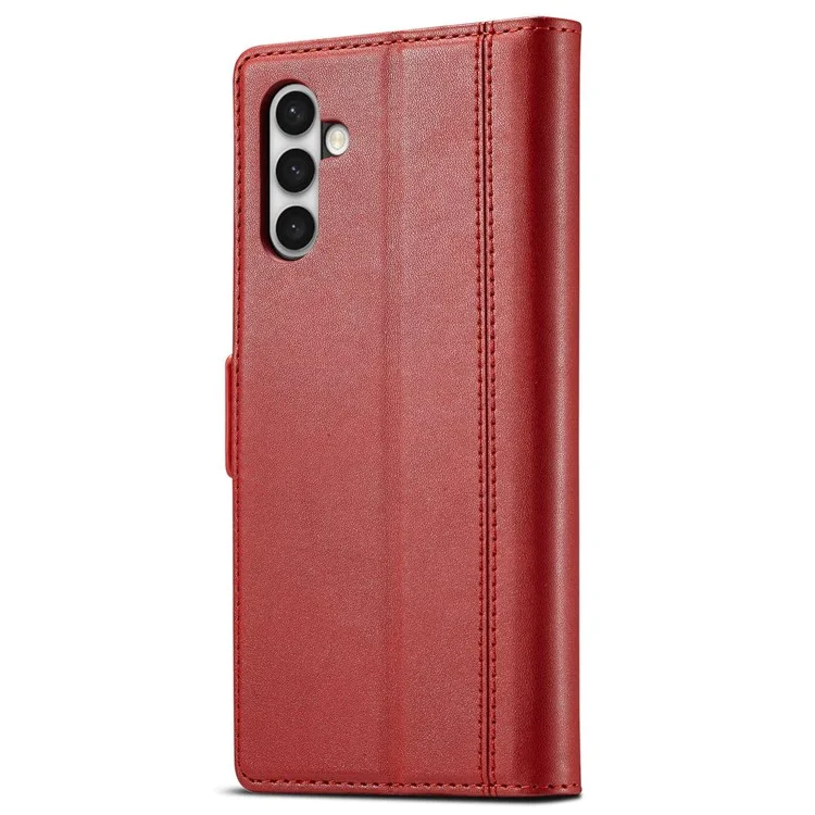 LC.IMEEKE para Samsung Galaxy S23+ Funda de teléfono con soporte de tarjeta de cuero sintético de doble cierre magnético, resistente a los golpes - Rojo