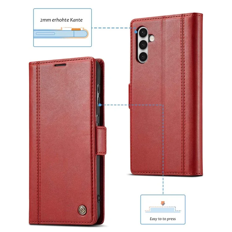 LC.IMEEKE para Samsung Galaxy S23+ Funda de teléfono con soporte de tarjeta de cuero sintético de doble cierre magnético, resistente a los golpes - Rojo