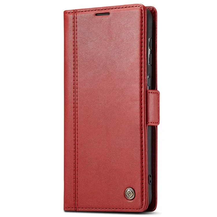 LC.IMEEKE para Samsung Galaxy S23+ Funda de teléfono con soporte de tarjeta de cuero sintético de doble cierre magnético, resistente a los golpes - Rojo
