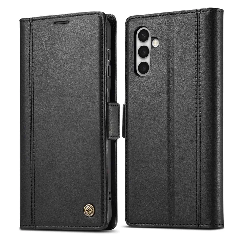 LC.IMEEKE for Samsung Galaxy S23+ PU Leather Dual Magnetic Clasp Phone Stand Case Wallet Shockproof Cover - Black