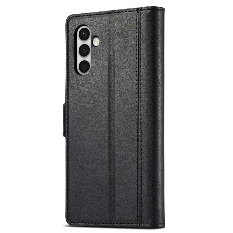 LC.IMEEKE for Samsung Galaxy S23+ PU Leather Dual Magnetic Clasp Phone Stand Case Wallet Shockproof Cover - Black