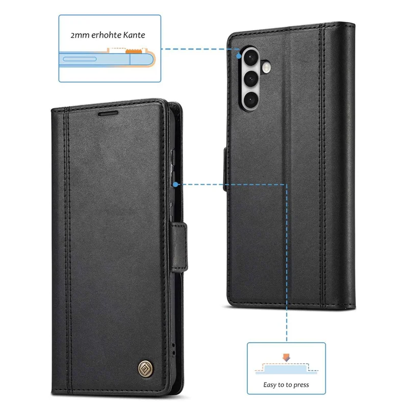 LC.IMEEKE for Samsung Galaxy S23+ PU Leather Dual Magnetic Clasp Phone Stand Case Wallet Shockproof Cover - Black