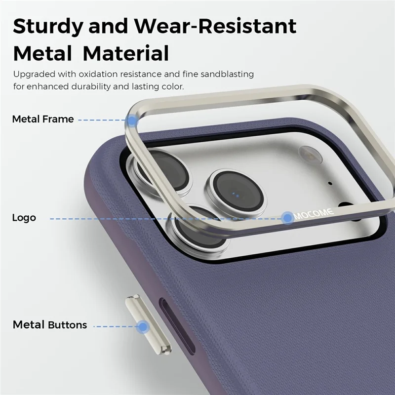 Für iPhone 17 Pro Max Hülle kompatibel mit MagSafe, feines Gitter-Struktur-Lederbeschichtung TPU PC-Handyhülle mit Metall-Linsenrahmen - Lila