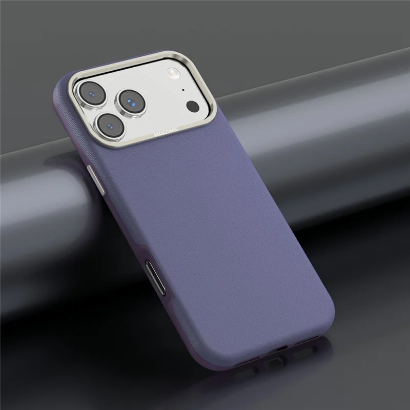 Für iPhone 17 Pro Max Hülle kompatibel mit MagSafe, feines Gitter-Struktur-Lederbeschichtung TPU PC-Handyhülle mit Metall-Linsenrahmen - Lila