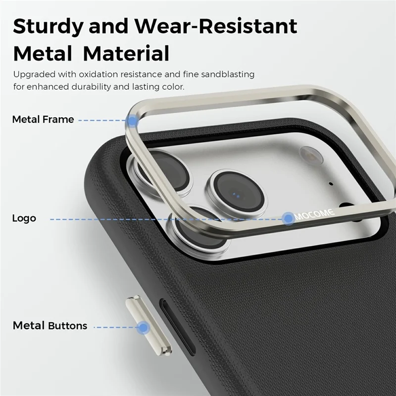 Custodia per iPhone 17 Pro Compatibile con MagSafe, Copertura Posteriore in Pelle con Texture a Griglia Fine e Supporto per Schede Staccabile - Nero
