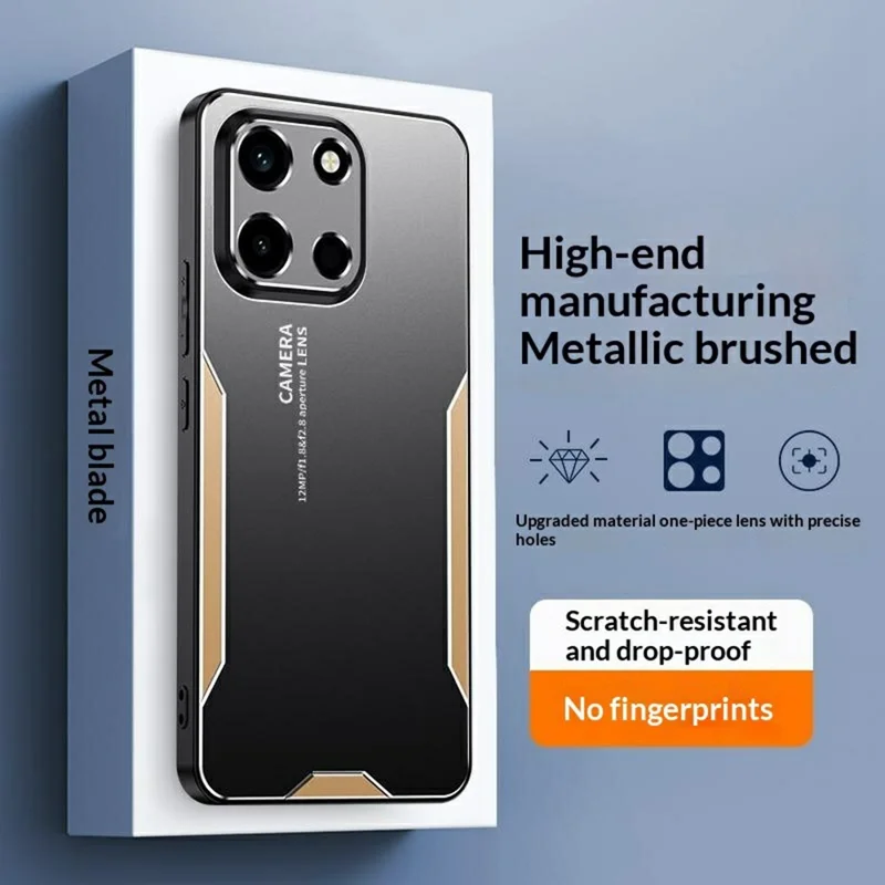 For OnePlus Turbo 6 5G Phone Case Aluminium Alloy TPU PC Back Cover - Gold