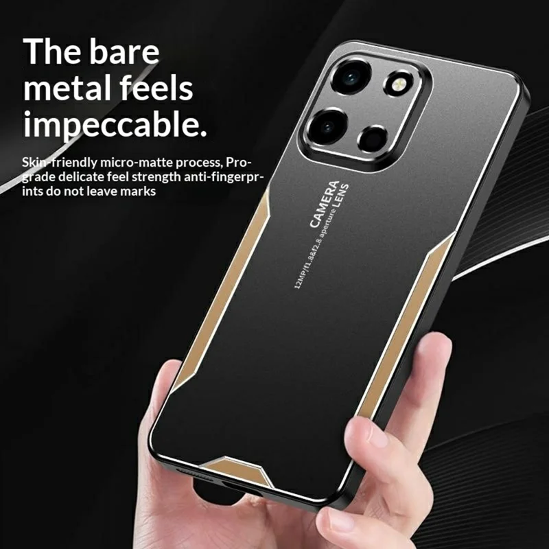 For OnePlus Turbo 6 5G Phone Case Aluminium Alloy TPU PC Back Cover - Gold