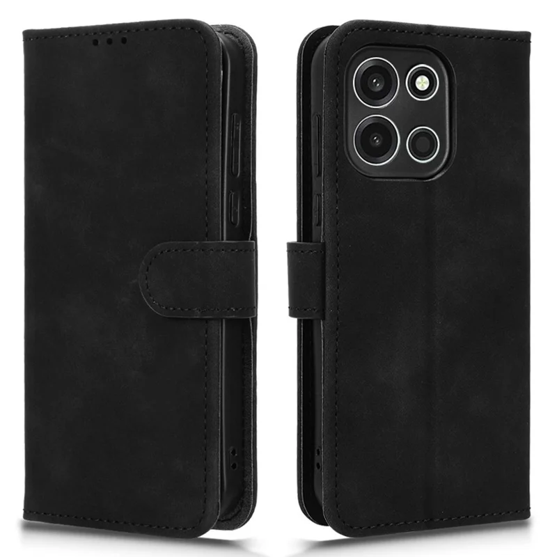 For OnePlus Turbo 6 5G Leather Case Skin Feel Anti Drop Wallet Stand Flip Phone Cover - Black