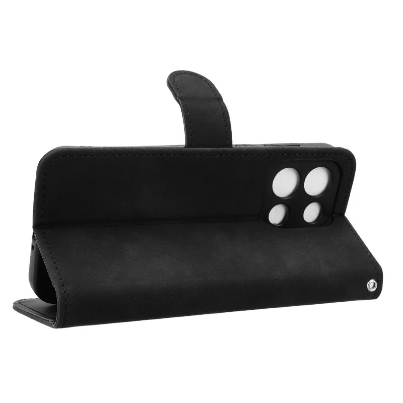 For OnePlus Turbo 6 5G Leather Case Skin Feel Anti Drop Wallet Stand Flip Phone Cover - Black