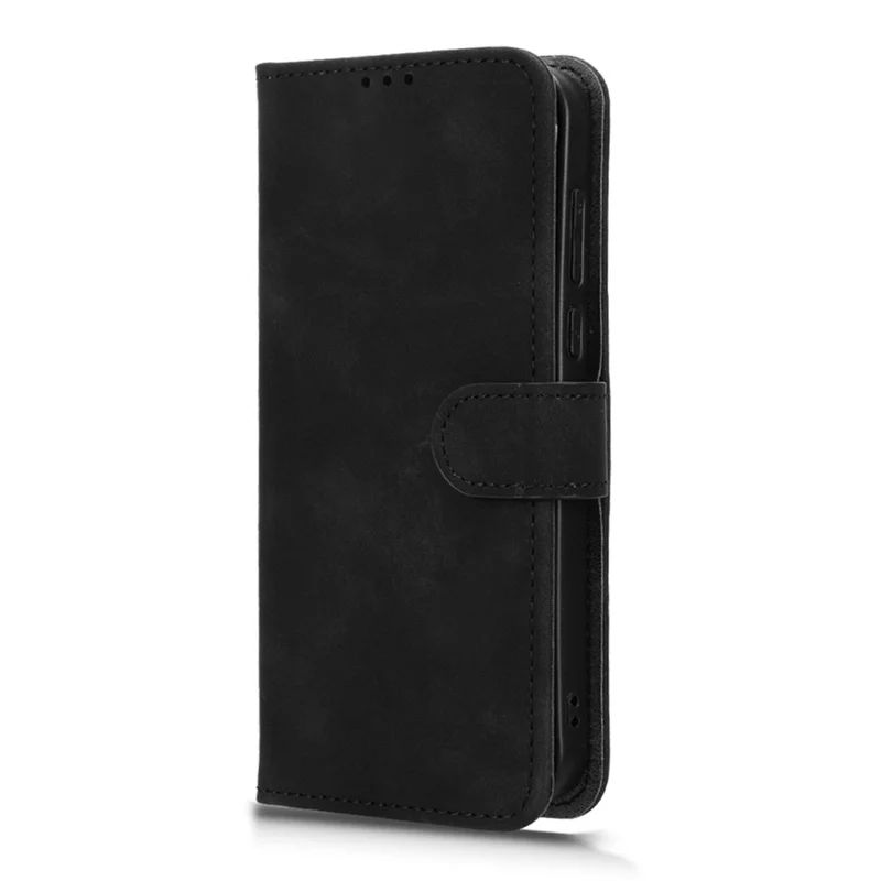 For OnePlus Turbo 6 5G Leather Case Skin Feel Anti Drop Wallet Stand Flip Phone Cover - Black
