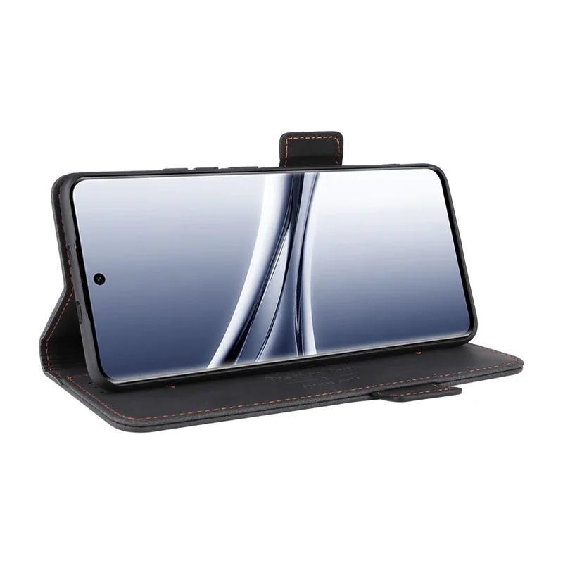 Cover per Xiaomi Redmi Note 15 4G (Global) in Pelle con Portafoglio, Cover a Libro con Decorazione in Metallo - Nero