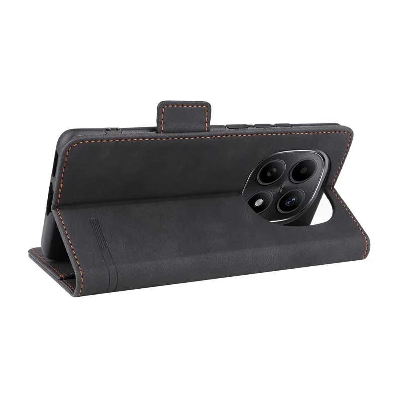 Cover per Xiaomi Redmi Note 15 4G (Global) in Pelle con Portafoglio, Cover a Libro con Decorazione in Metallo - Nero