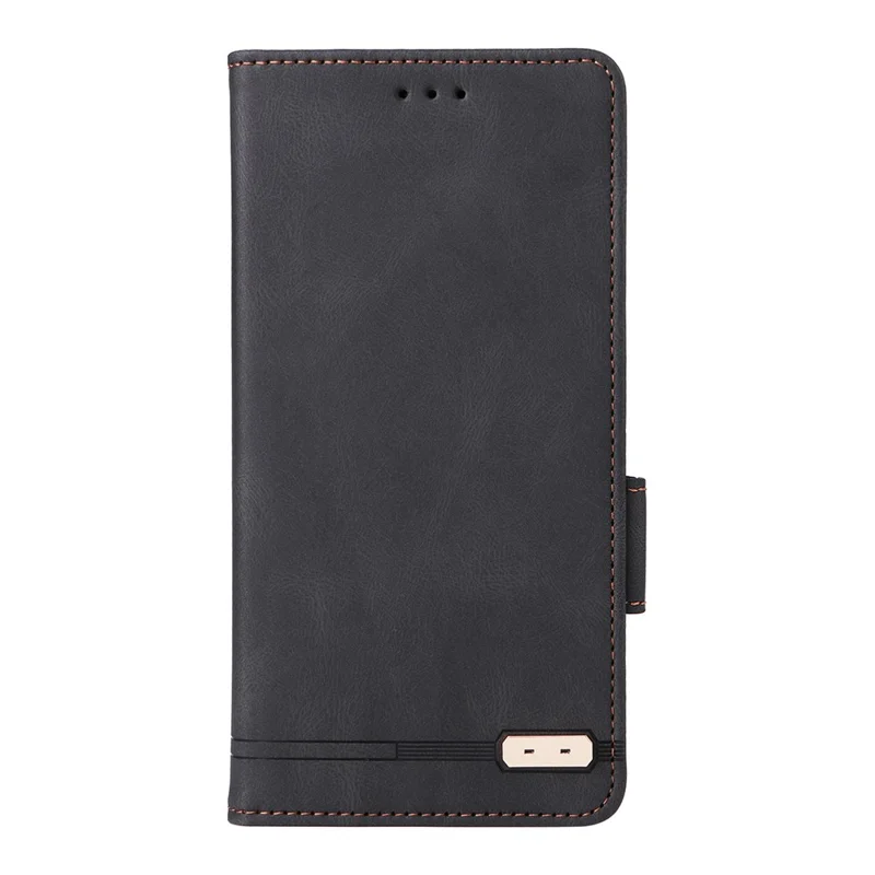 Cover per Xiaomi Redmi Note 15 4G (Global) in Pelle con Portafoglio, Cover a Libro con Decorazione in Metallo - Nero