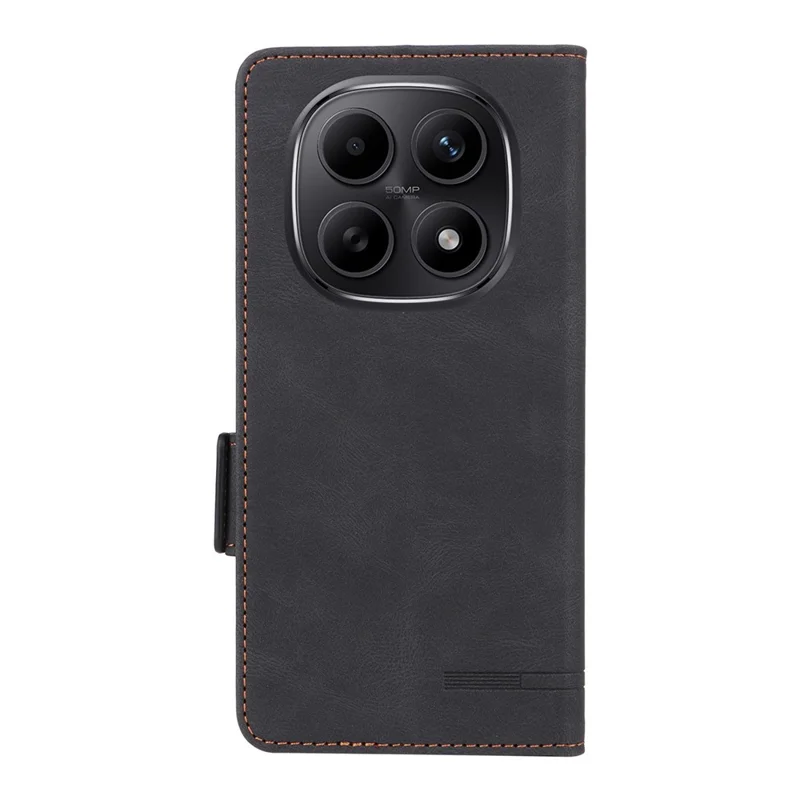 Cover per Xiaomi Redmi Note 15 4G (Global) in Pelle con Portafoglio, Cover a Libro con Decorazione in Metallo - Nero