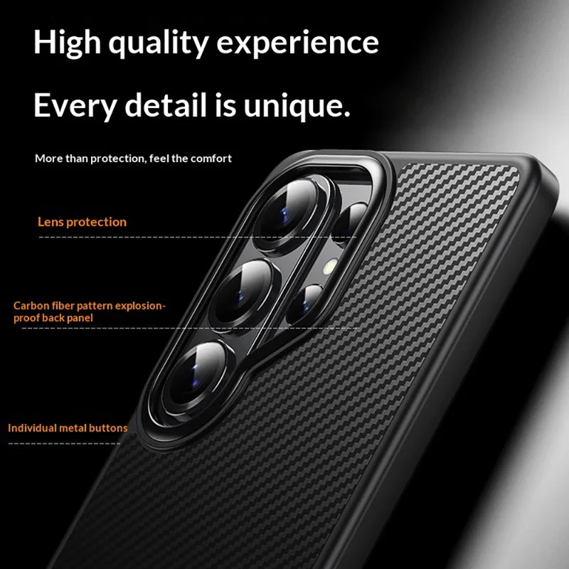 For Samsung Galaxy S26 Ultra Magnetic Case Carbon Fiber Texture PC + TPU Cover - Black