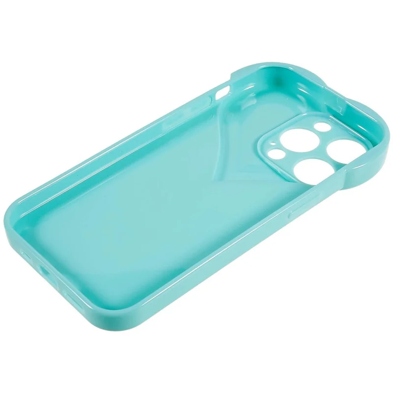 Heart Shaped Camera Protection Phone Cover for iPhone 14 Pro Max, Anti-fingerprint TPU Anti-dust Cell Phone Case - Cyan