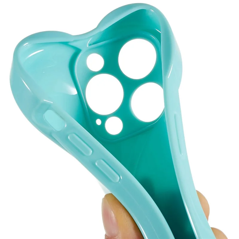 Heart Shaped Camera Protection Phone Cover for iPhone 14 Pro Max, Anti-fingerprint TPU Anti-dust Cell Phone Case - Cyan